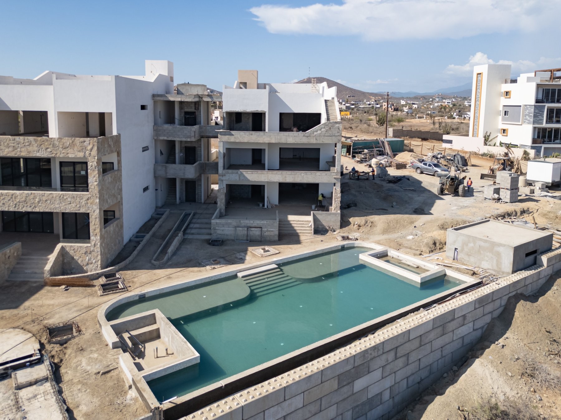 Pool and towers from above